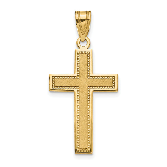 14K Medium Satin Cross Pendant-D4298