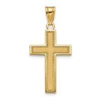 14K Large Satin Cross Pendant-D4298