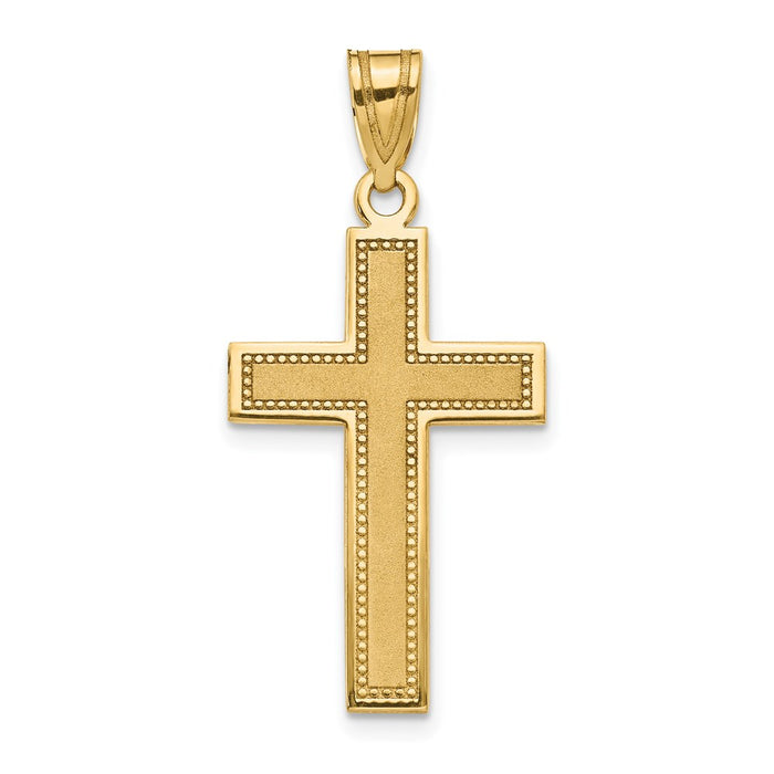 14K Large Satin Cross Pendant-D4298