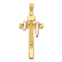 14K Tri-color Large Draped INRI Crucifix Pendant-D4322