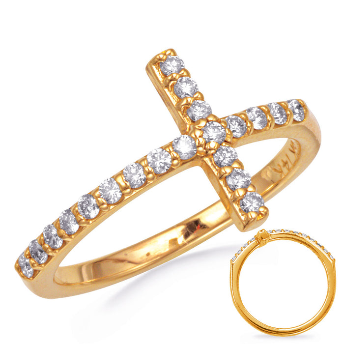 Yellow Gold Cross Ring  2.0mm