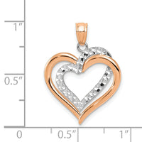 14K Two-tone Polished Diamond-cut Intertwined Hearts Pendant-D4355