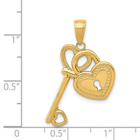 14K Polished Heart Key and Lock Charm-D4362