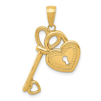 14K Polished Heart Key and Lock Charm-D4362