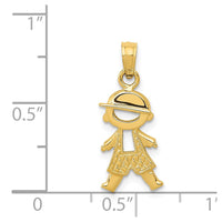 14k Polished and Textured Boy Pendant-D4367