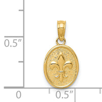 14k Polished Small Fleur De Lis in Oval Pendant-D4369