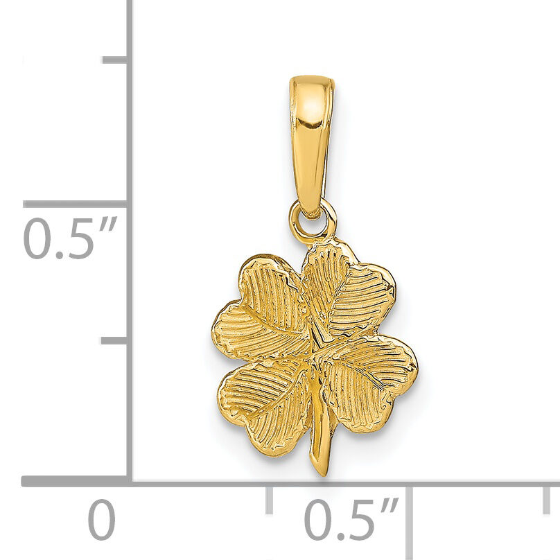 14k Polished and Textured 4-Leaf Clover Pendant-D4371