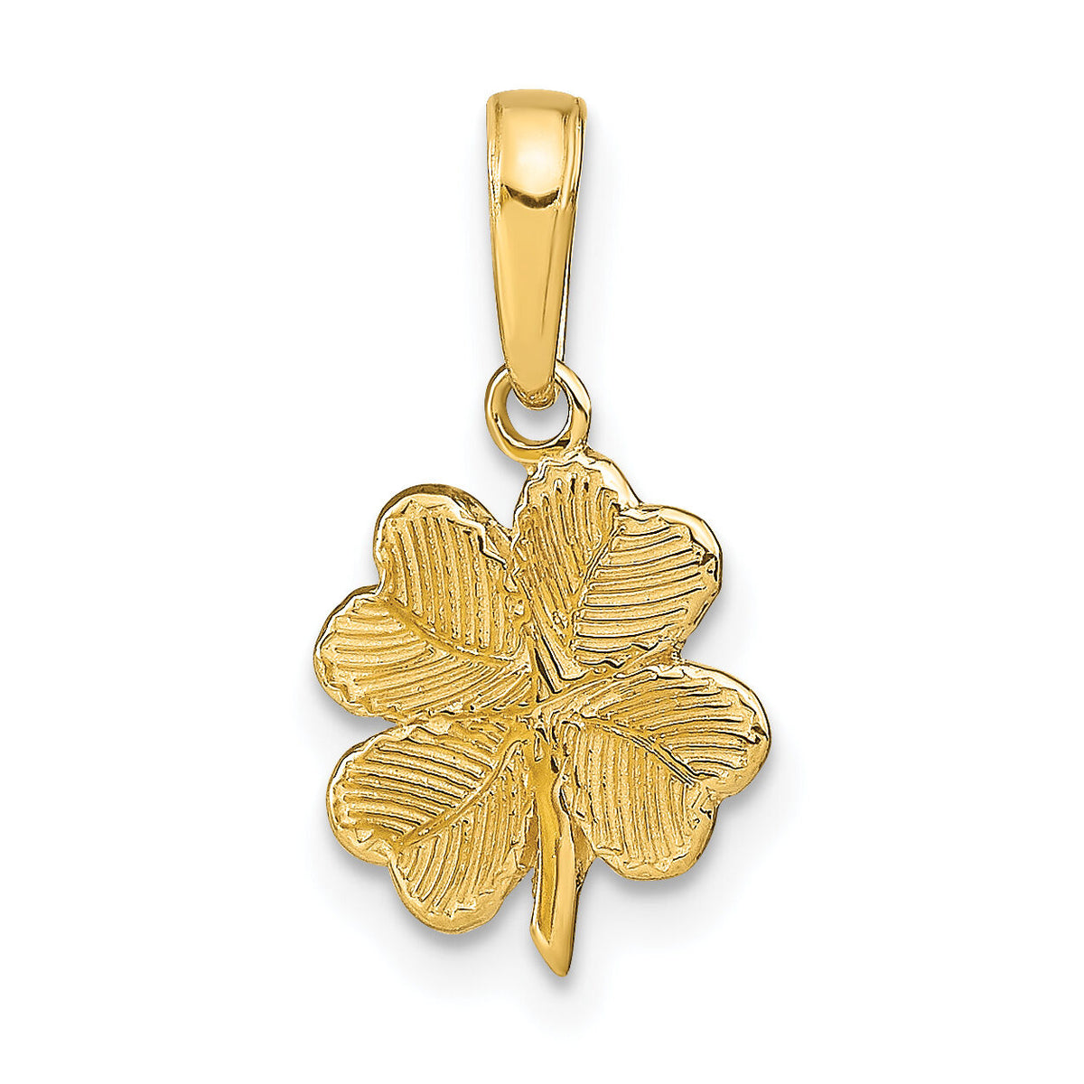 14k Polished and Textured 4-Leaf Clover Pendant-D4371