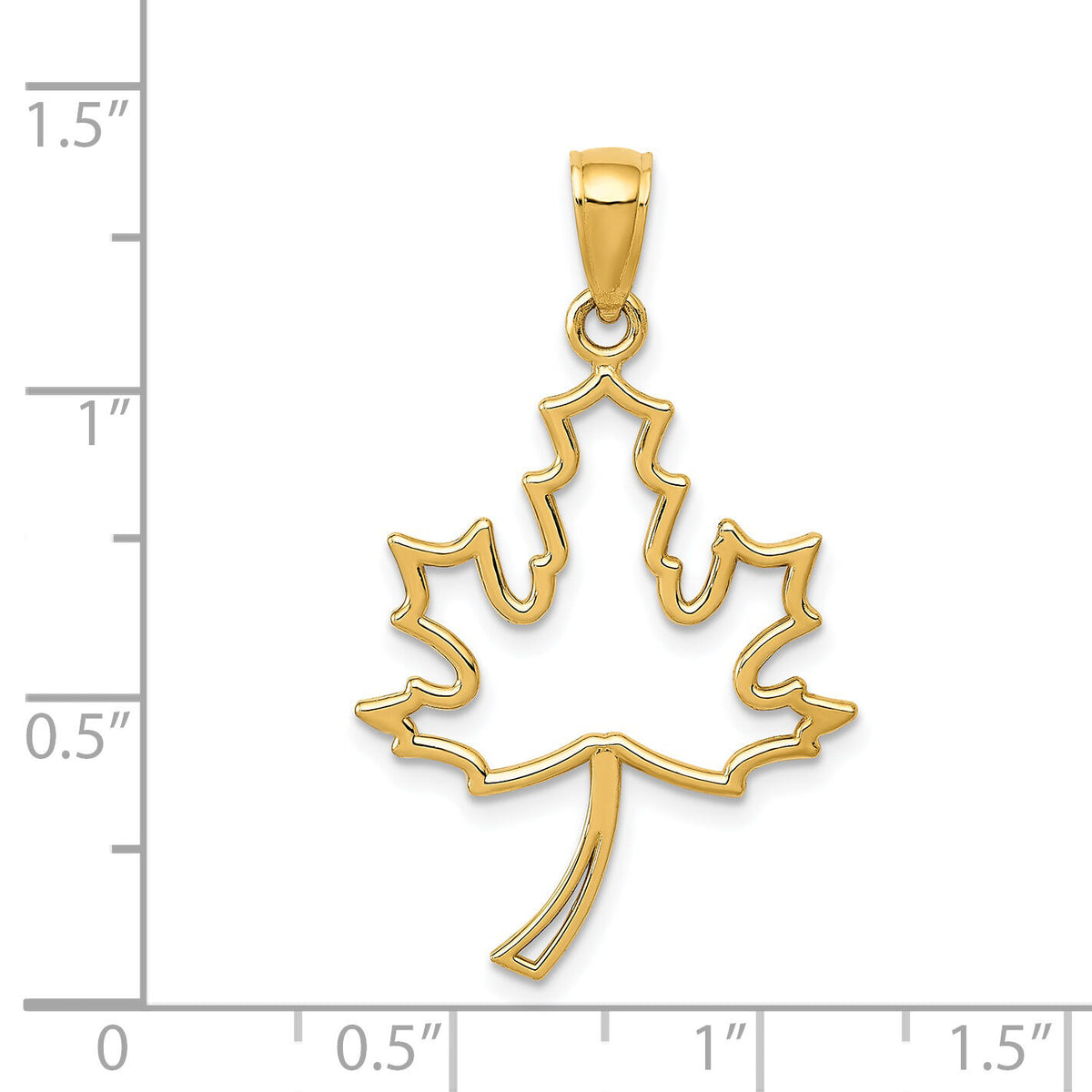 14k Polished Cut Out Maple Leaf Pendant-D4375