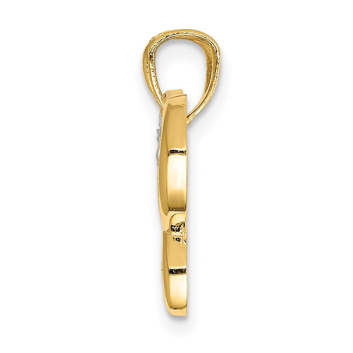 14k w/Rhodium Diamond Cut Butterfly Pendant-D4379