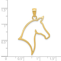 14k Polished Cut Out Horse Head Pendant-D4384