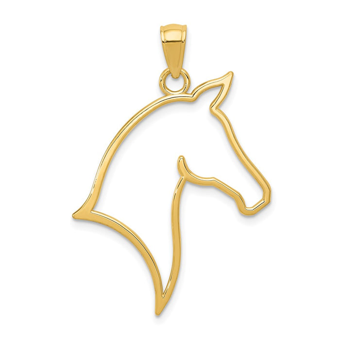 14k Polished Cut Out Horse Head Pendant-D4384