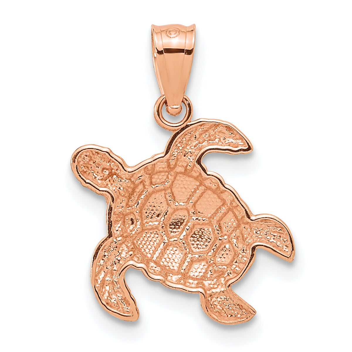 14k Rose Gold Diamond Cut Turtle Pendant-D4387