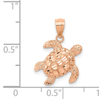 14k Rose Gold Diamond Cut Turtle Pendant-D4387