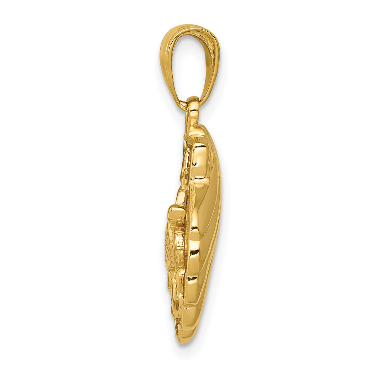 14k Sea Turtle in a Shell Pendant-D4394