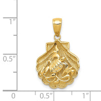 14k Sea Turtle in a Shell Pendant-D4394