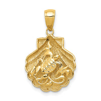14k Sea Turtle in a Shell Pendant-D4394