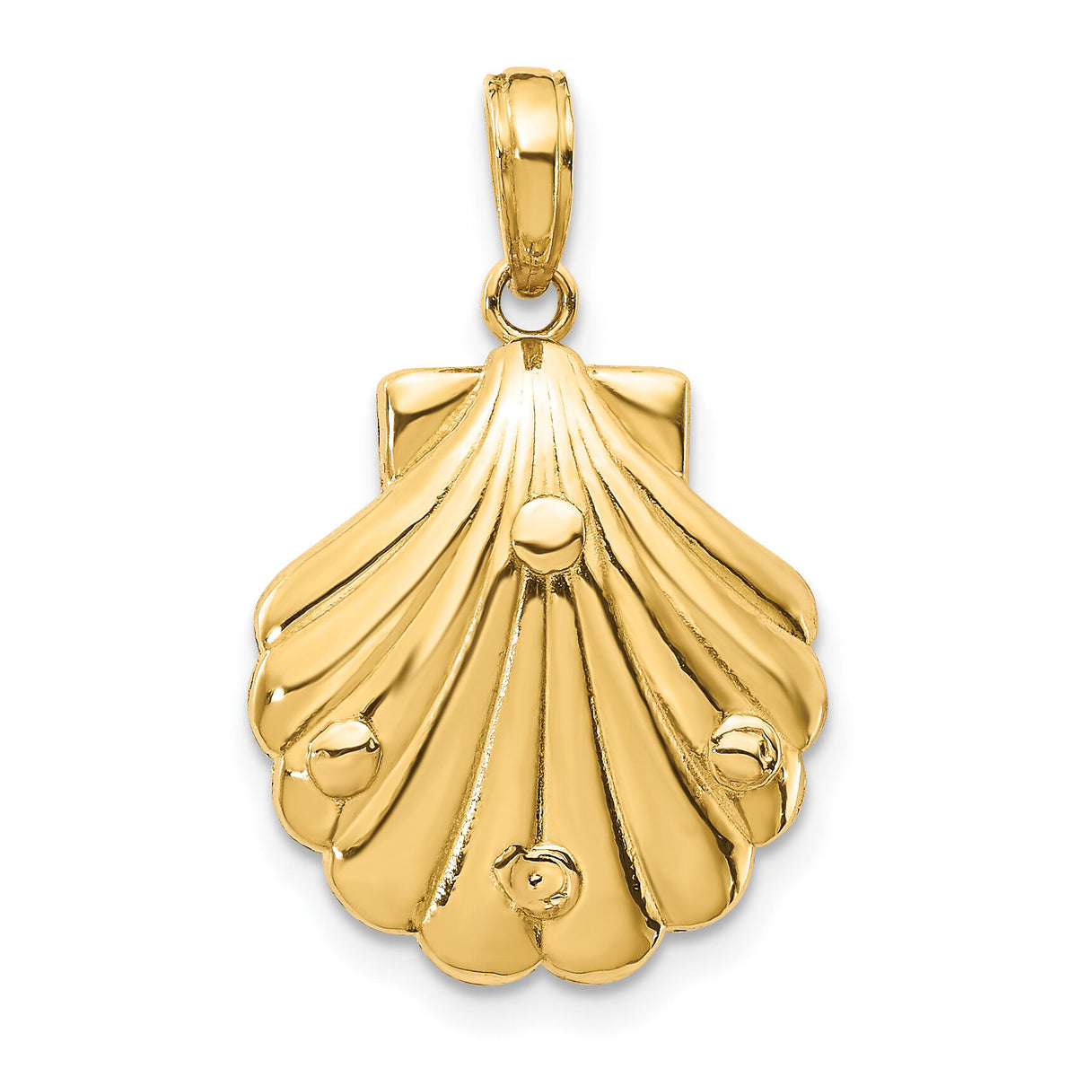 14k Seahorse in a Shell Pendant-D4396