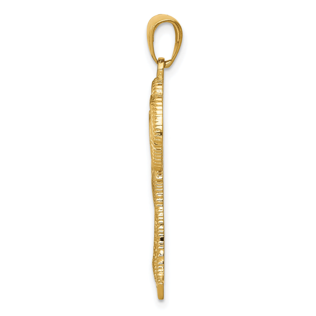 14K Polished / Textured Palm Trees Pendant-D4406
