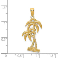 14K Polished / Textured Palm Trees Pendant-D4406