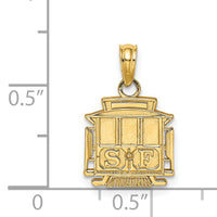 14k Polished SF Cable Car Charm-D4407