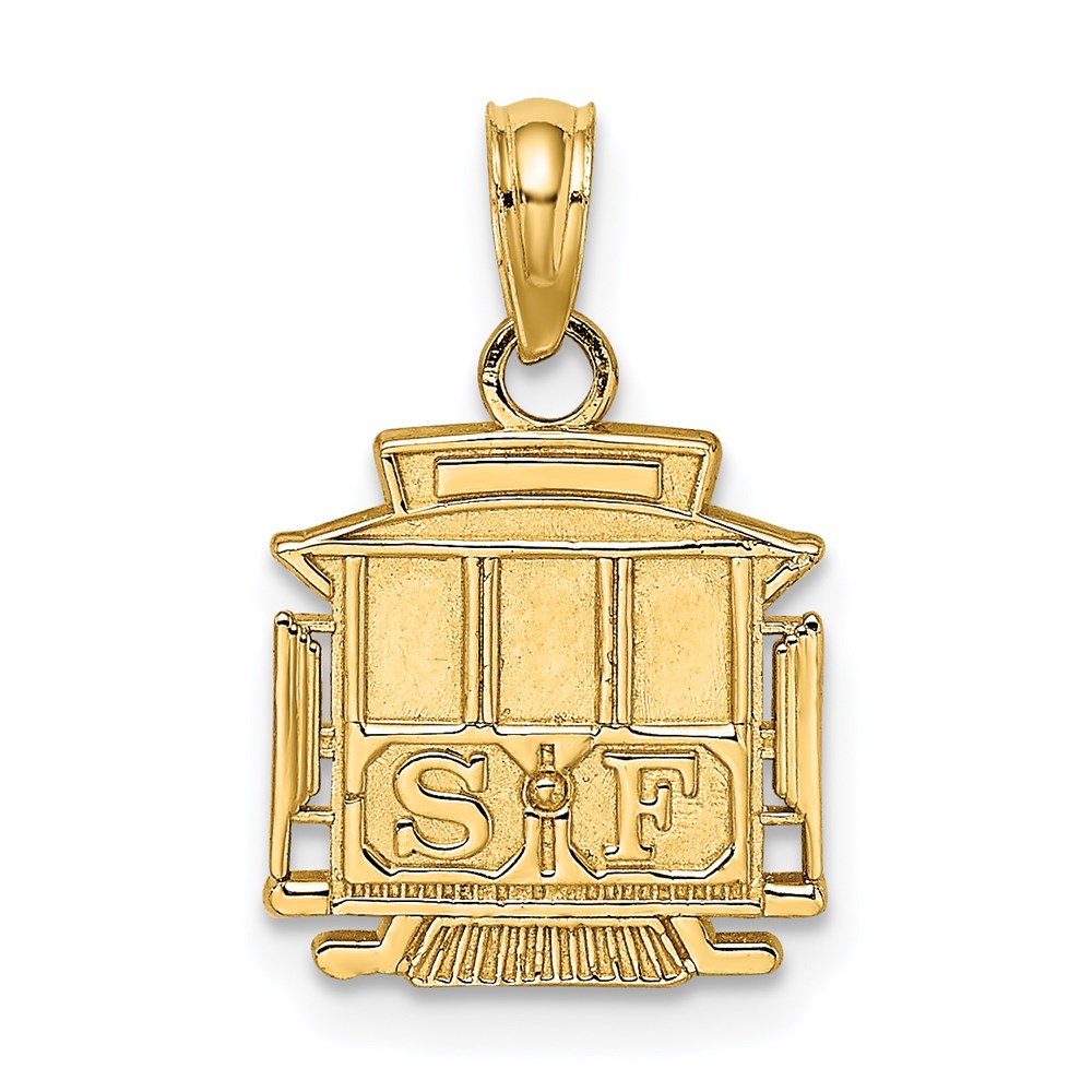 14k Polished SF Cable Car Charm-D4407