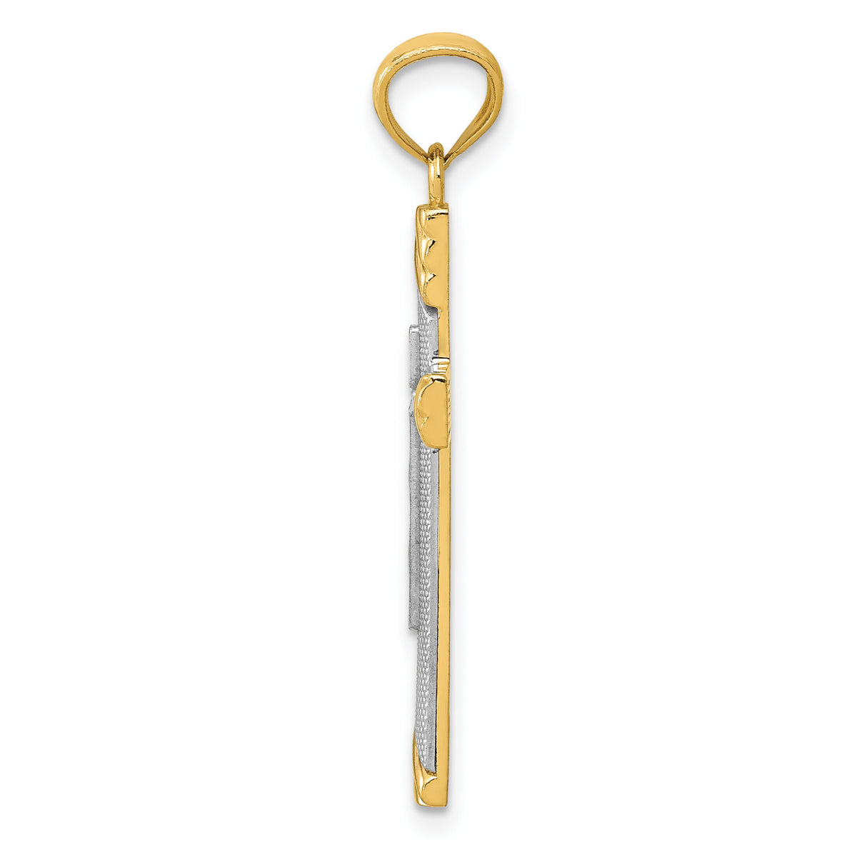 14K w/Rhodium Cross Pendant-D4411