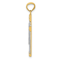 14K w/Rhodium Cross Pendant-D4411