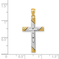 14K w/Rhodium Cross Pendant-D4411