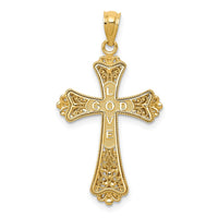 14K w/Rhodium Reversible Cross Pendant-D4416