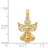 14K Polished/Textured Guardian Angel W/Heart Pendant-D4420