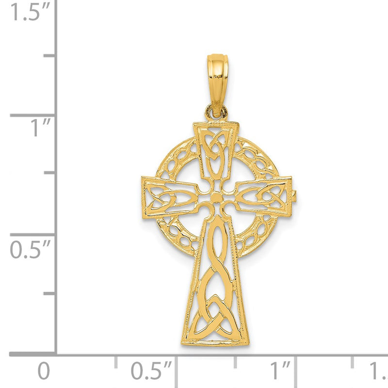 14k Polished Celtic Cross Pendant-D4446