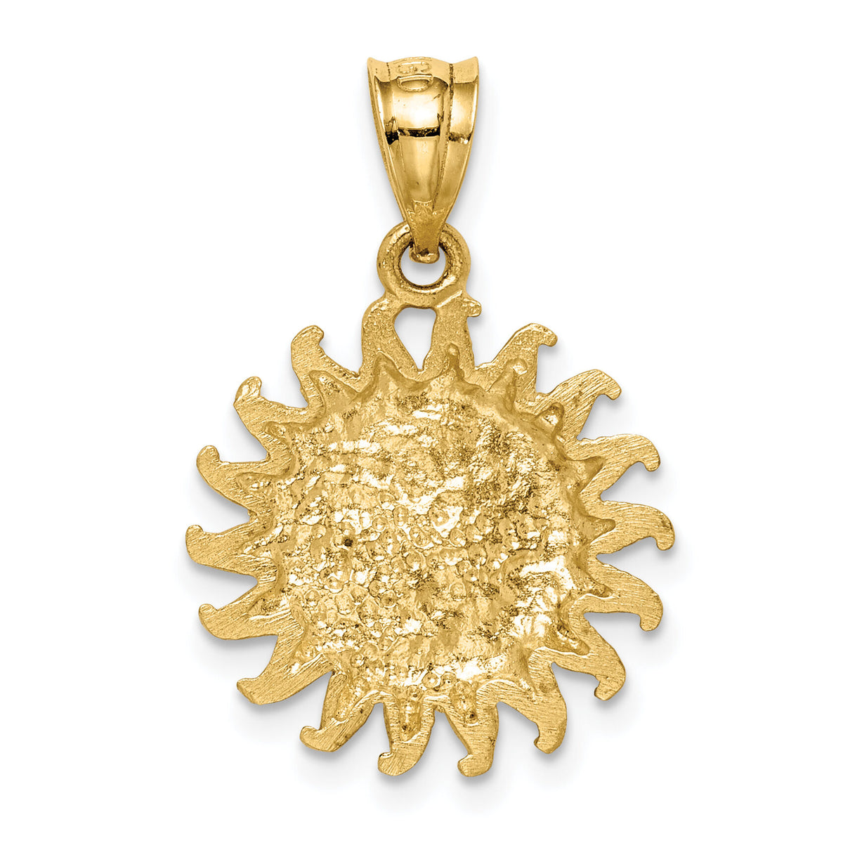 14K White Rhodium Brushed Sun and Moon Pendant-D4447