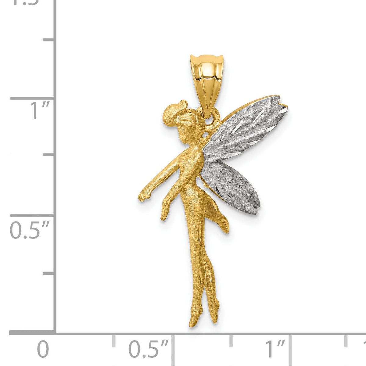 14k and White Rhodium D/C Fairy Pendant-D4450