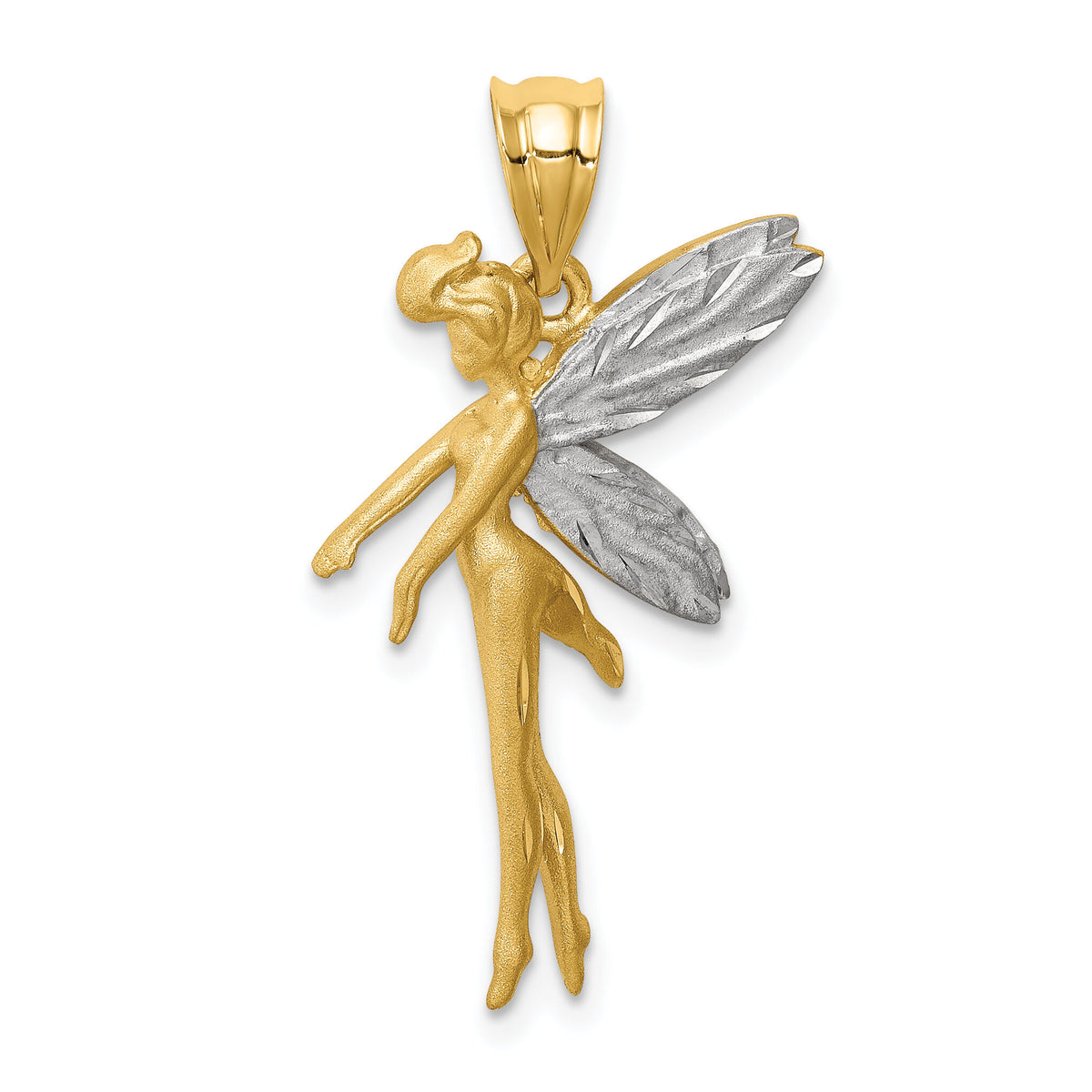 14k and White Rhodium D/C Fairy Pendant-D4450