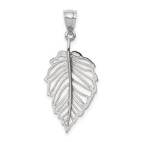 14K White Polished Leaf Pendant-D4452