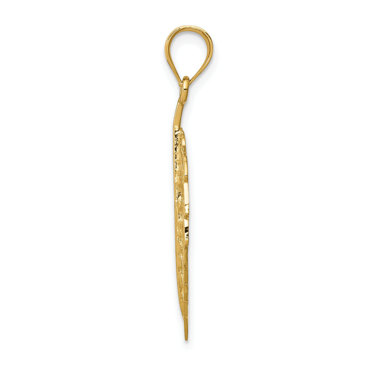 14K Polished Leaf Pendant-D4453