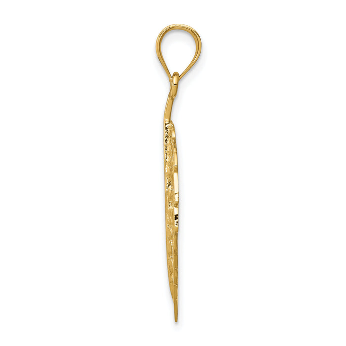 14K Polished Leaf Pendant-D4453