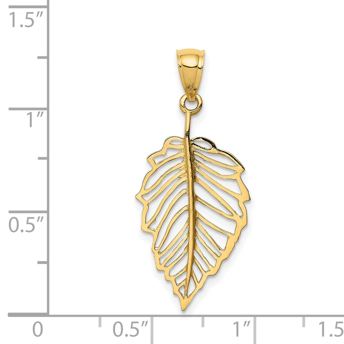 14K Polished Leaf Pendant-D4453