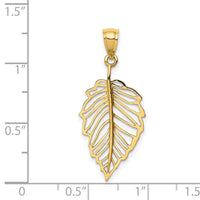 14K Polished Leaf Pendant-D4453