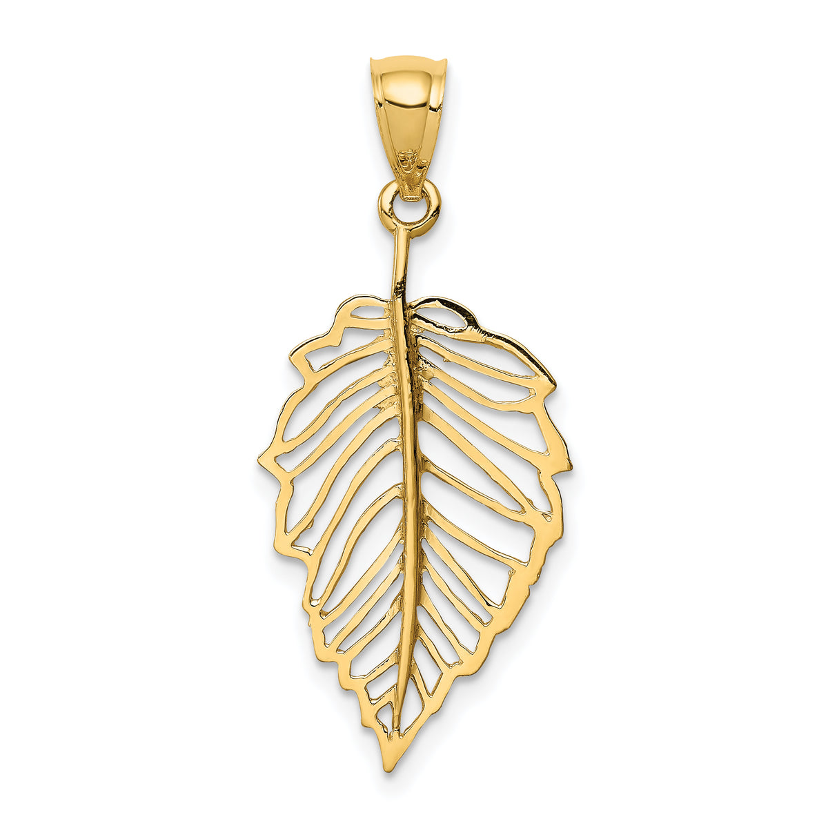 14K Polished Leaf Pendant-D4453