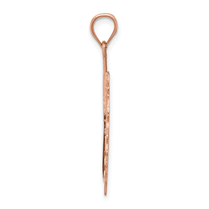 14K Rose Polished Leaf Pendant-D4454