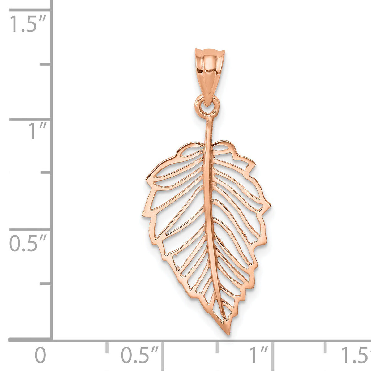 14K Rose Polished Leaf Pendant-D4454