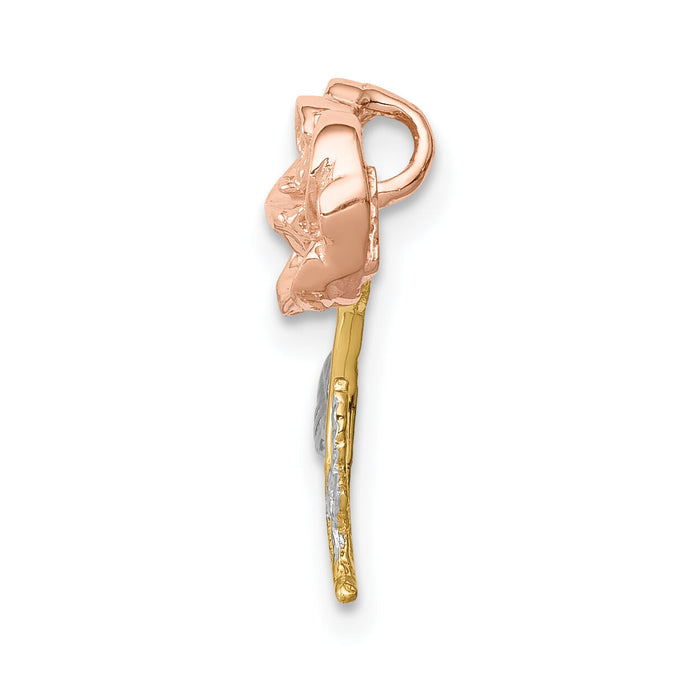 14K Two-tone w/White Rhodium Polished Rose Chain Slide-D4455