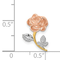 14K Two-tone w/White Rhodium Polished Rose Chain Slide-D4455