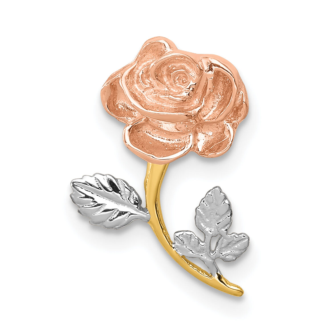 14K Two-tone w/White Rhodium Polished Rose Chain Slide-D4455