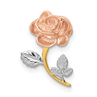 14K Two-tone w/White Rhodium Polished Rose Chain Slide-D4455