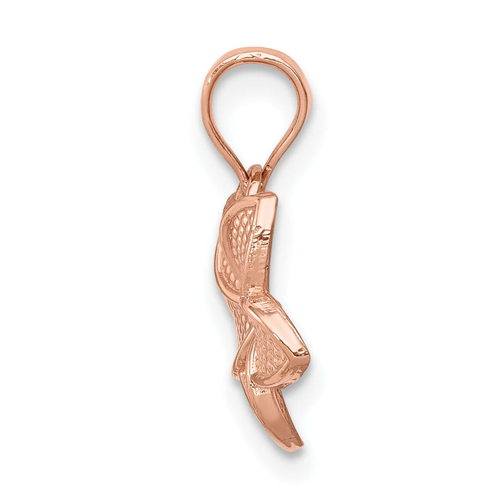 14K Rose Polished Mini Plumeria Pendant-D4463