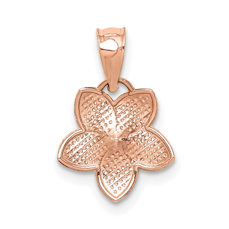 14K Rose Polished Mini Plumeria Pendant-D4463