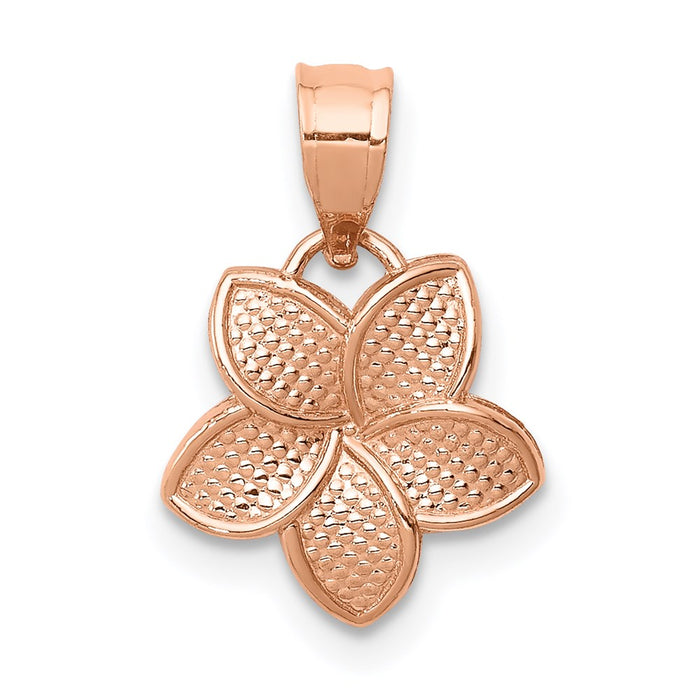 14K Rose Polished Mini Plumeria Pendant-D4463